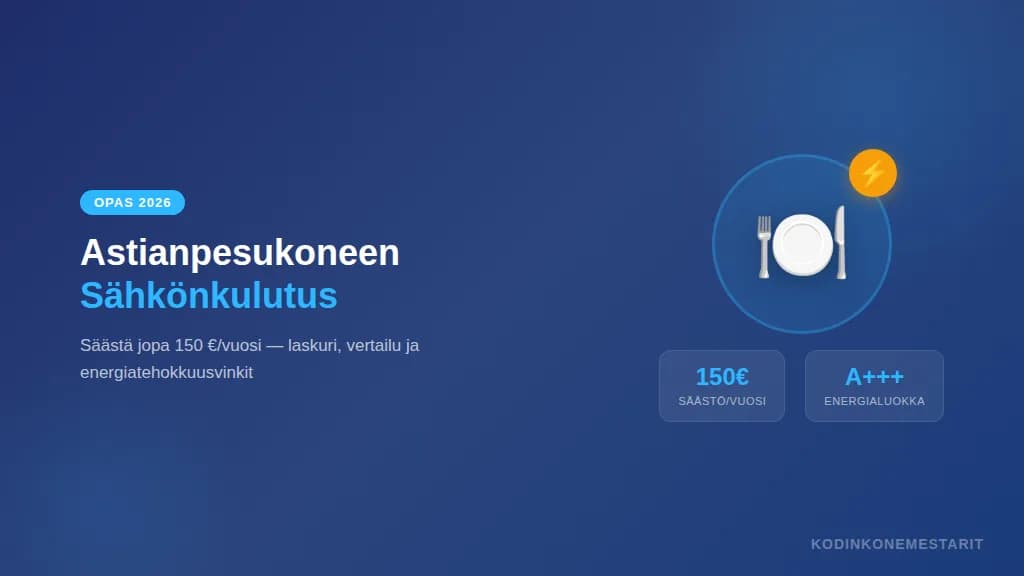 Astianpesukoneen sähkönkulutus 2026: laskuri + säästöt