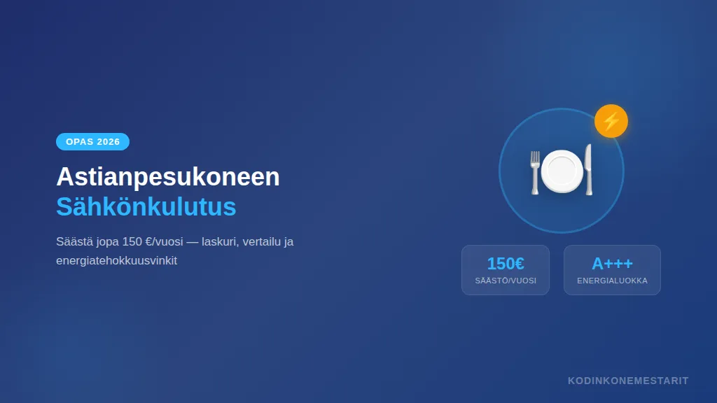 Astianpesukoneen sähkönkulutus 2026: laskuri + säästöt